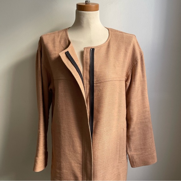 Dkny Jackets & Blazers - Vintage 90s DKNY Donna Karan Made In Italy Linen Blend Zip Jacket Beige Medium